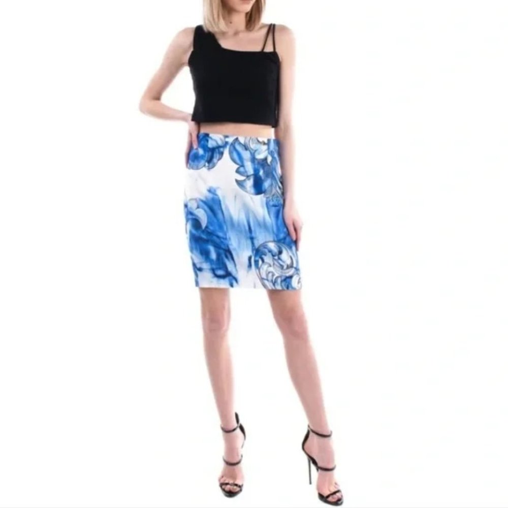 Versace Collection Blue and White Pencil Skirt